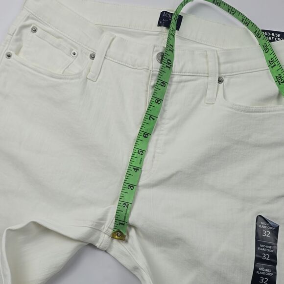 J. Crew Factory -1110 NWT Mid Rise Flare crop white jeans‎ signature stretch 32 - Picture 9 of 11